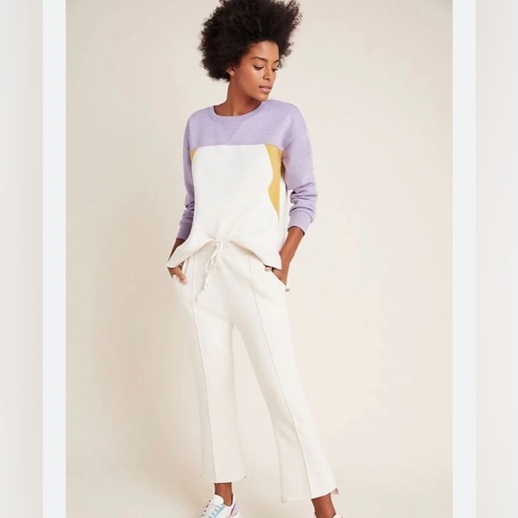 Anthropologie Saturday Sunday Colorblocked Purple Oversized Sweatshirt Pullover - Picture 4 of 10